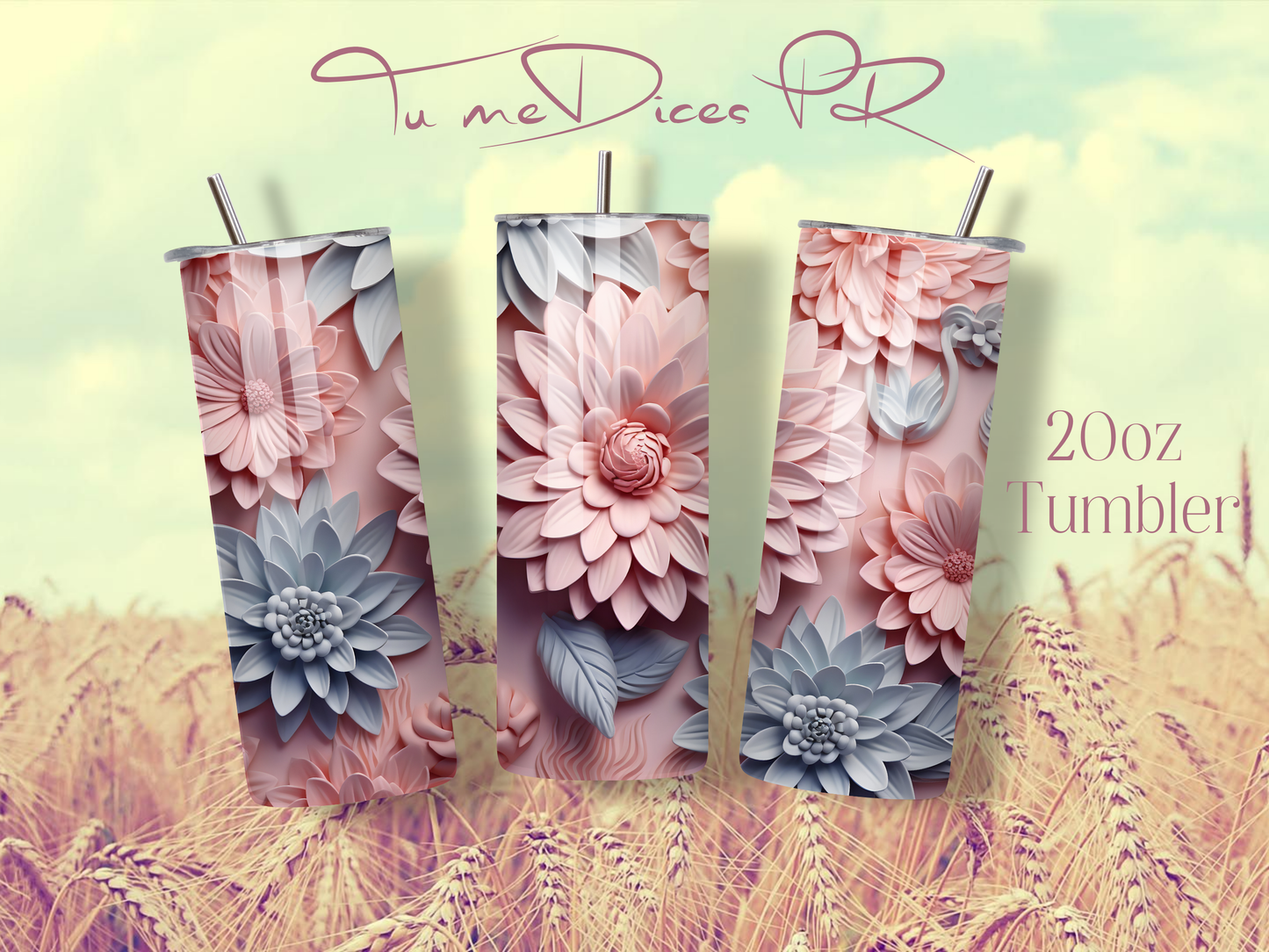 3D FLOWERS Skinny Tumbler