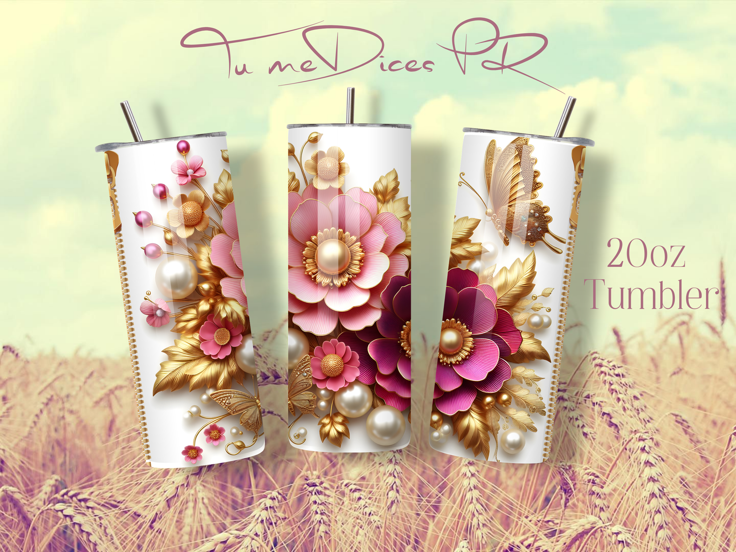 3D FLOWERS Skinny Tumbler