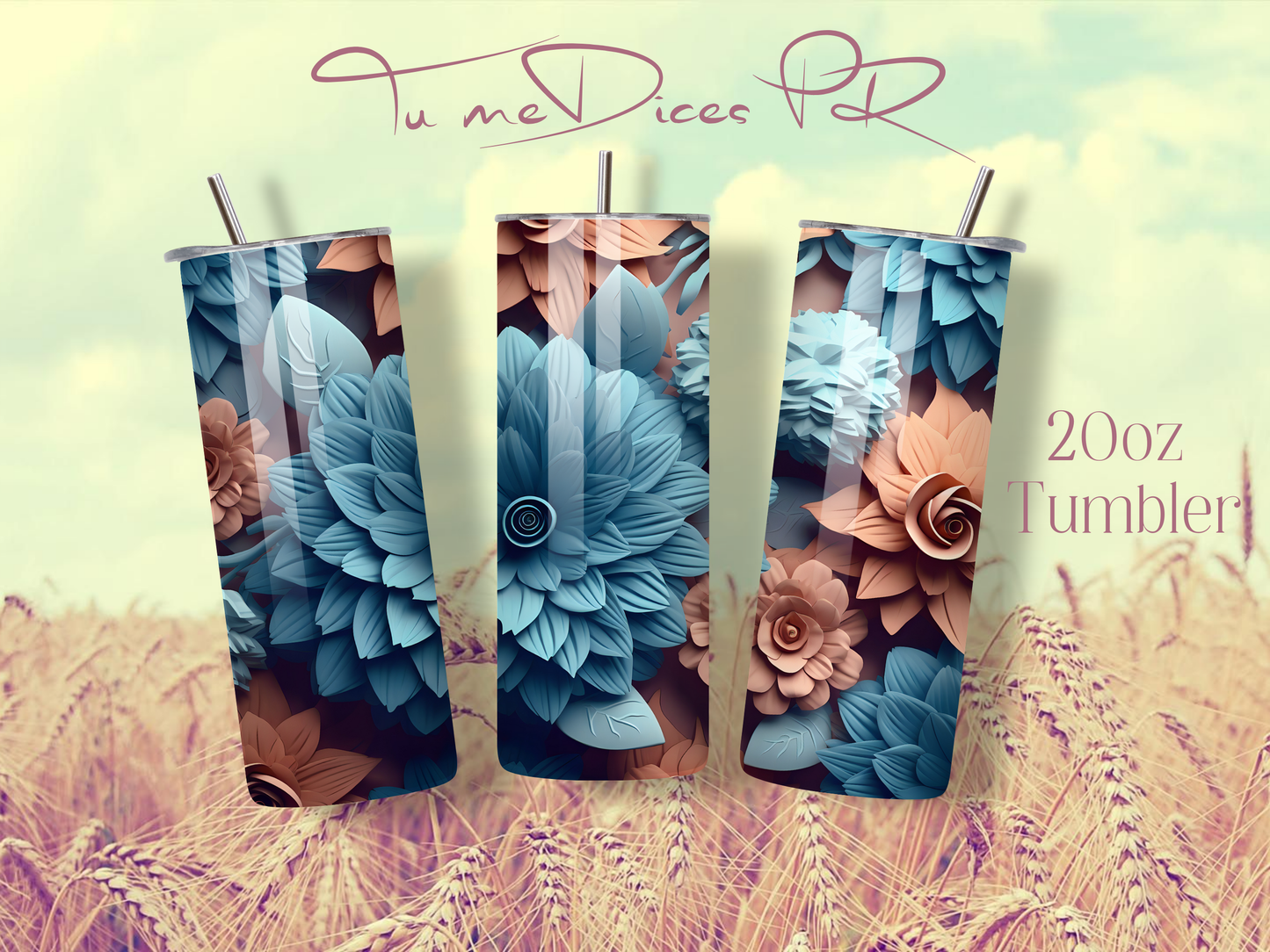 3D FLOWERS Skinny Tumbler