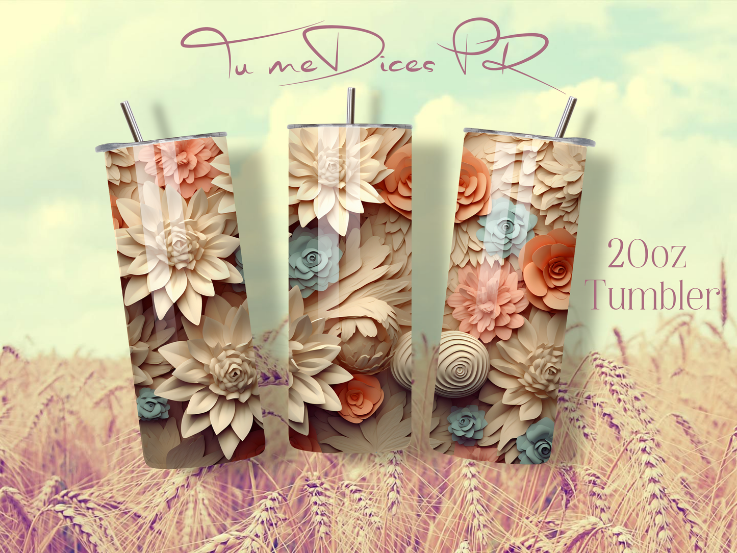 3D FLOWERS Skinny Tumbler