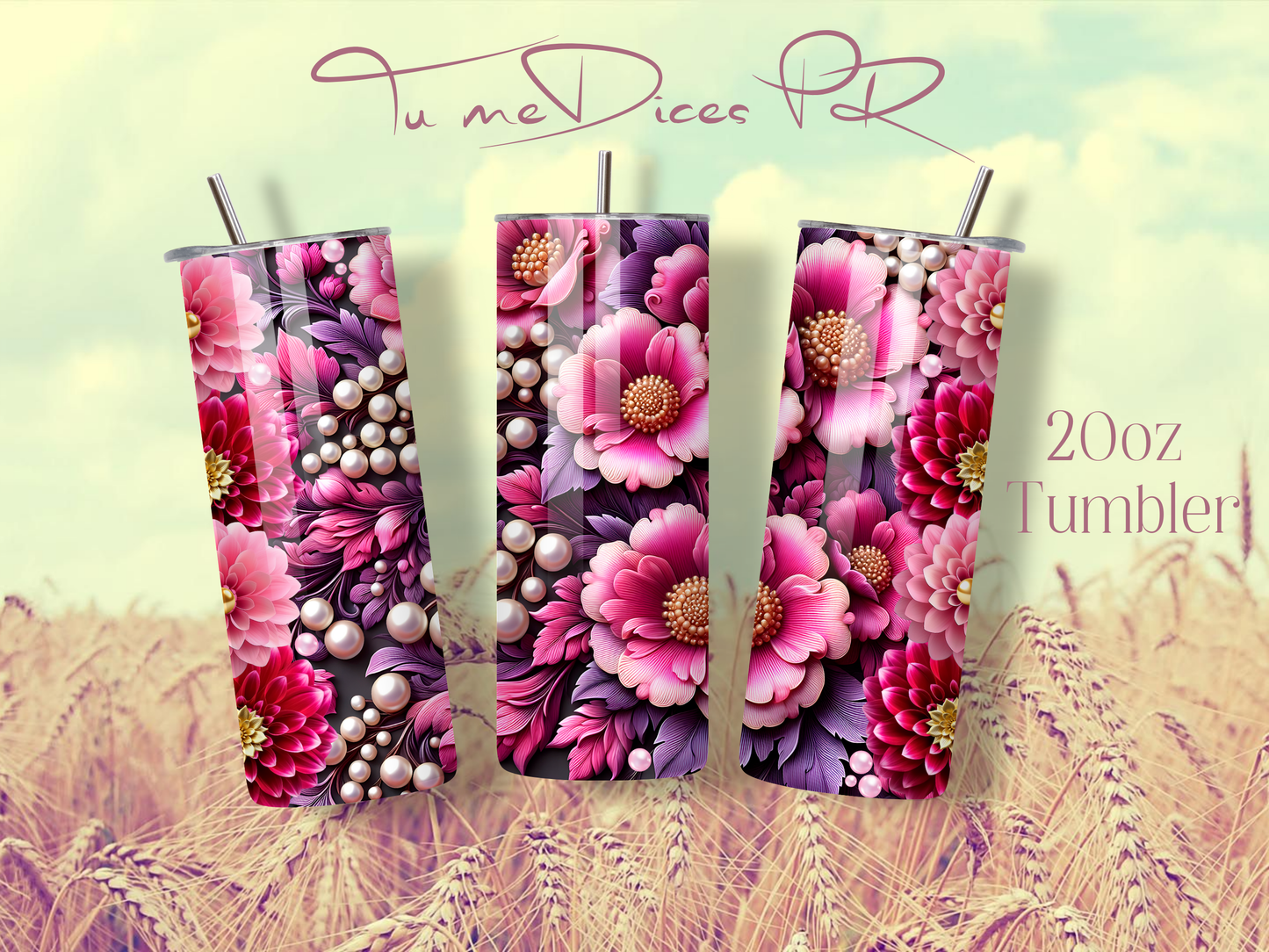 3D FLOWERS Skinny Tumbler