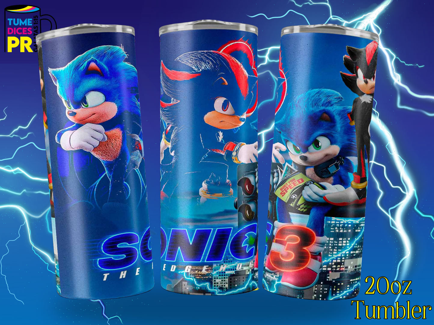 SONIC MOVIE 3 Skinny Tumbler