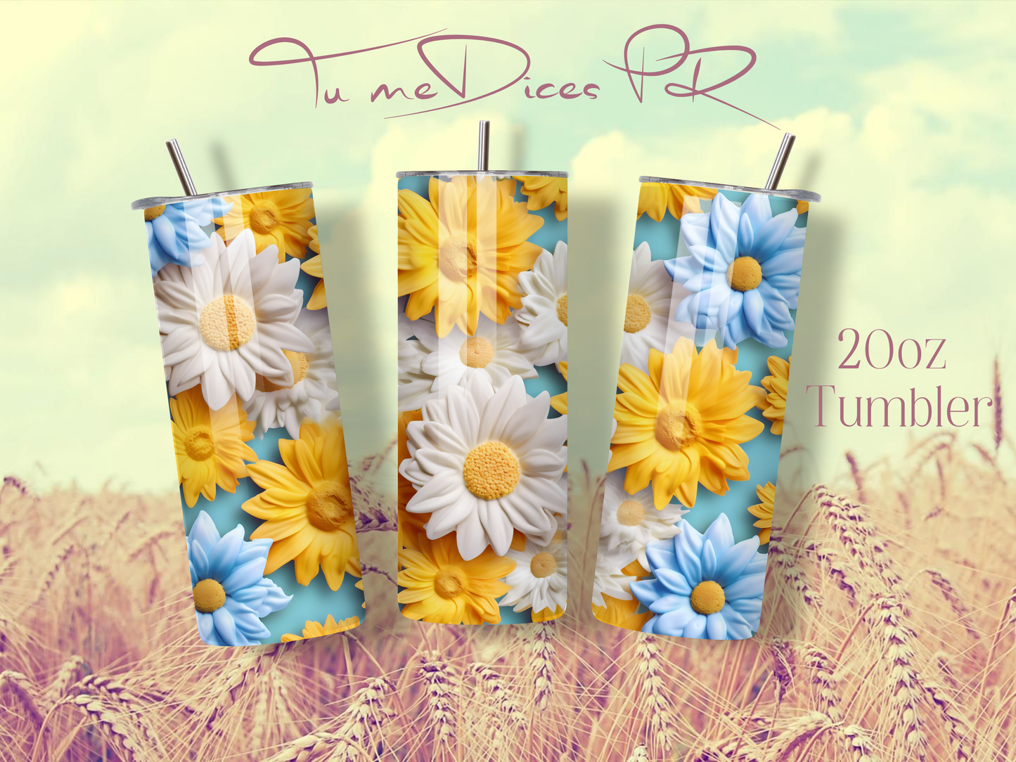 3D FLOWERS Skinny Tumbler