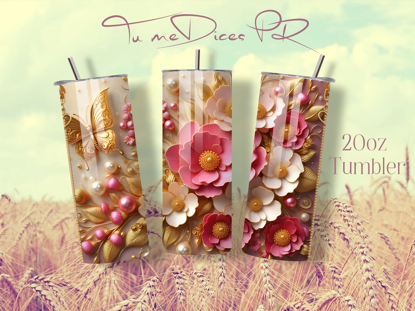 3D FLOWERS Skinny Tumbler