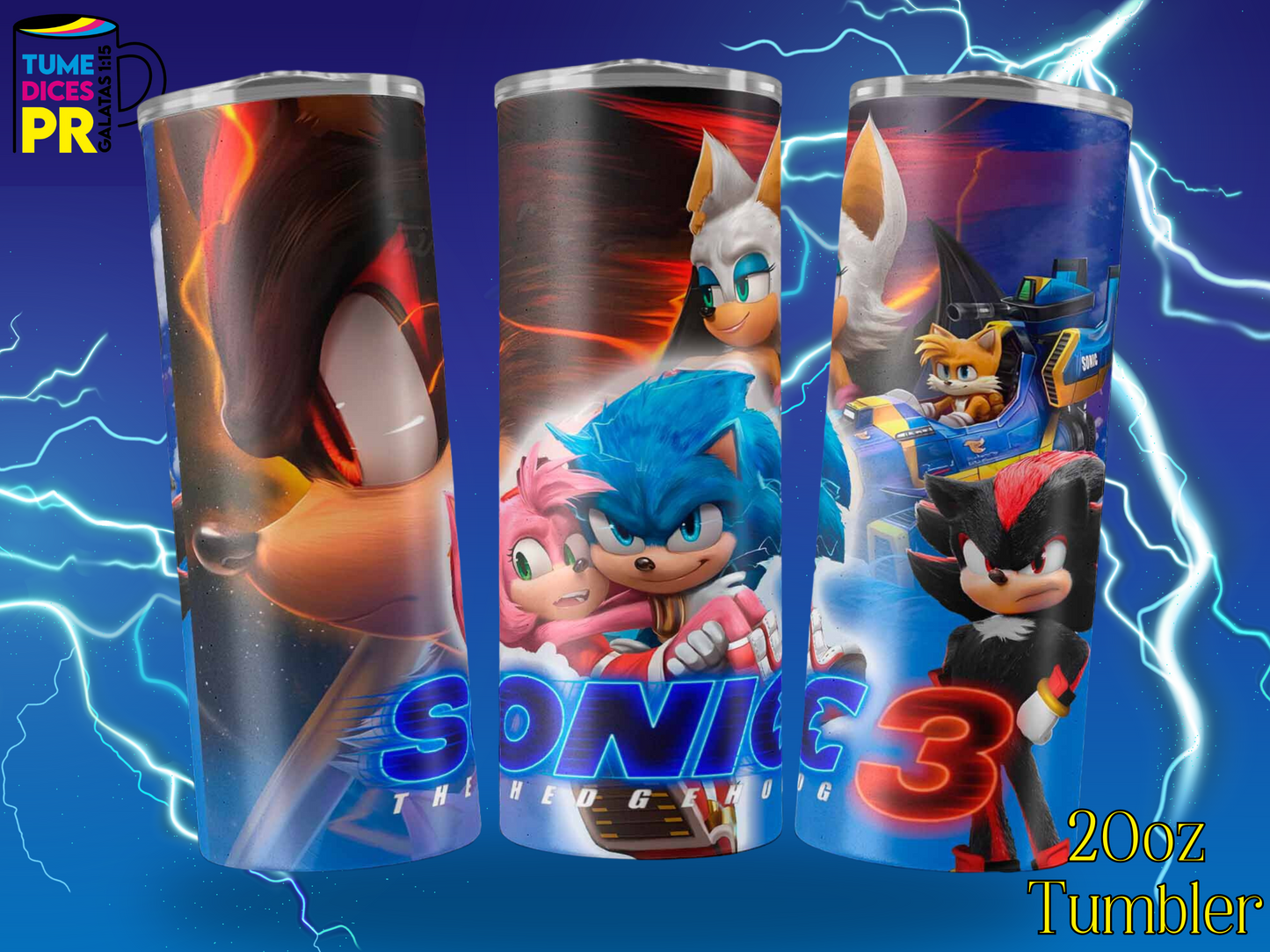 SONIC MOVIE 3 Skinny Tumbler