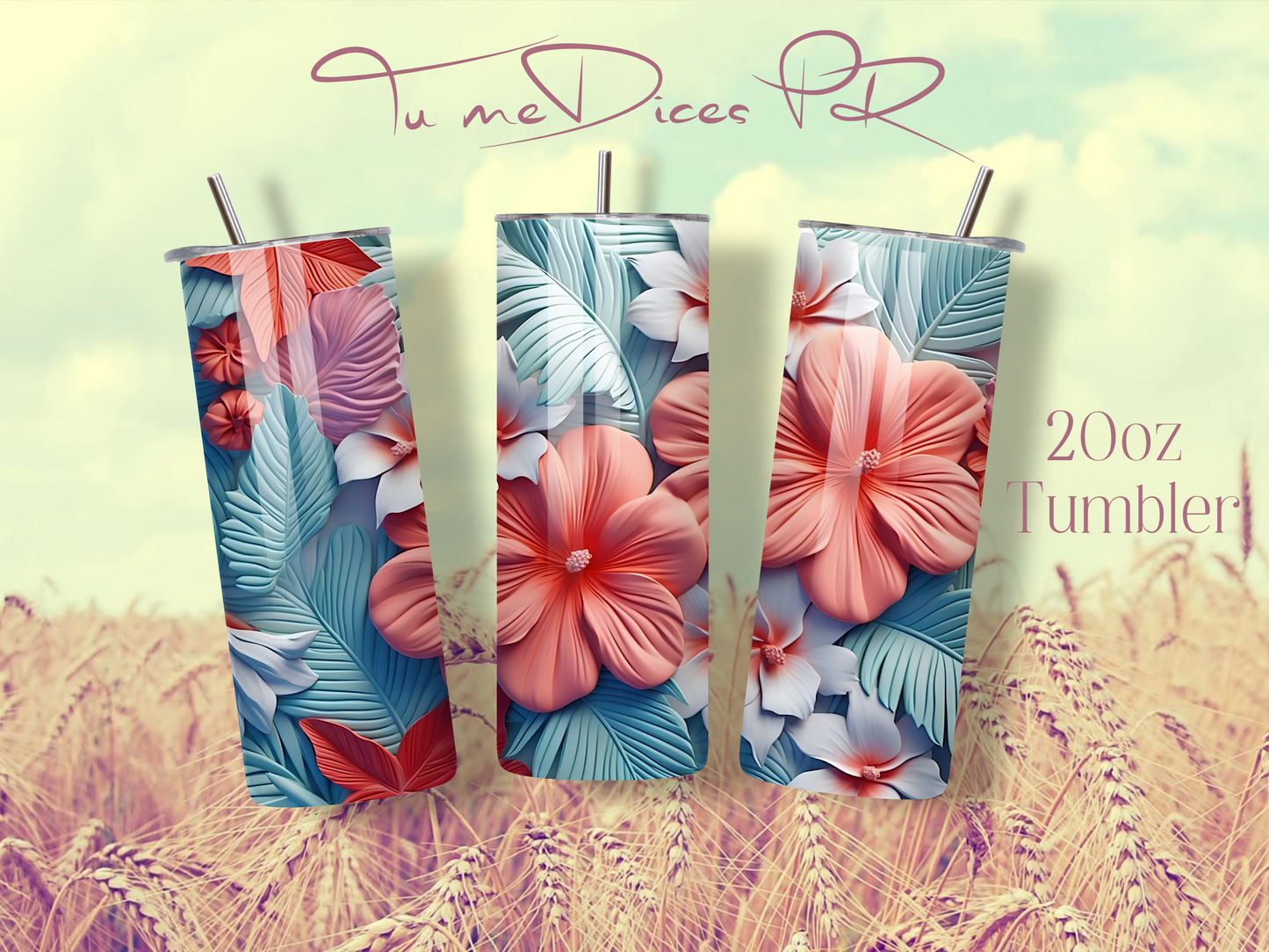 3D FLOWERS Skinny Tumbler