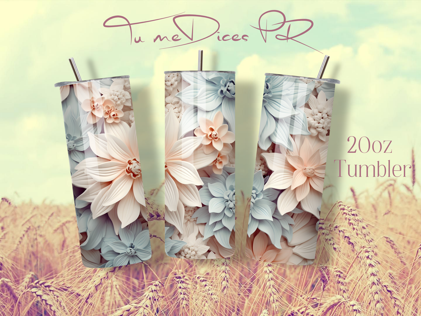 3D FLOWERS Skinny Tumbler