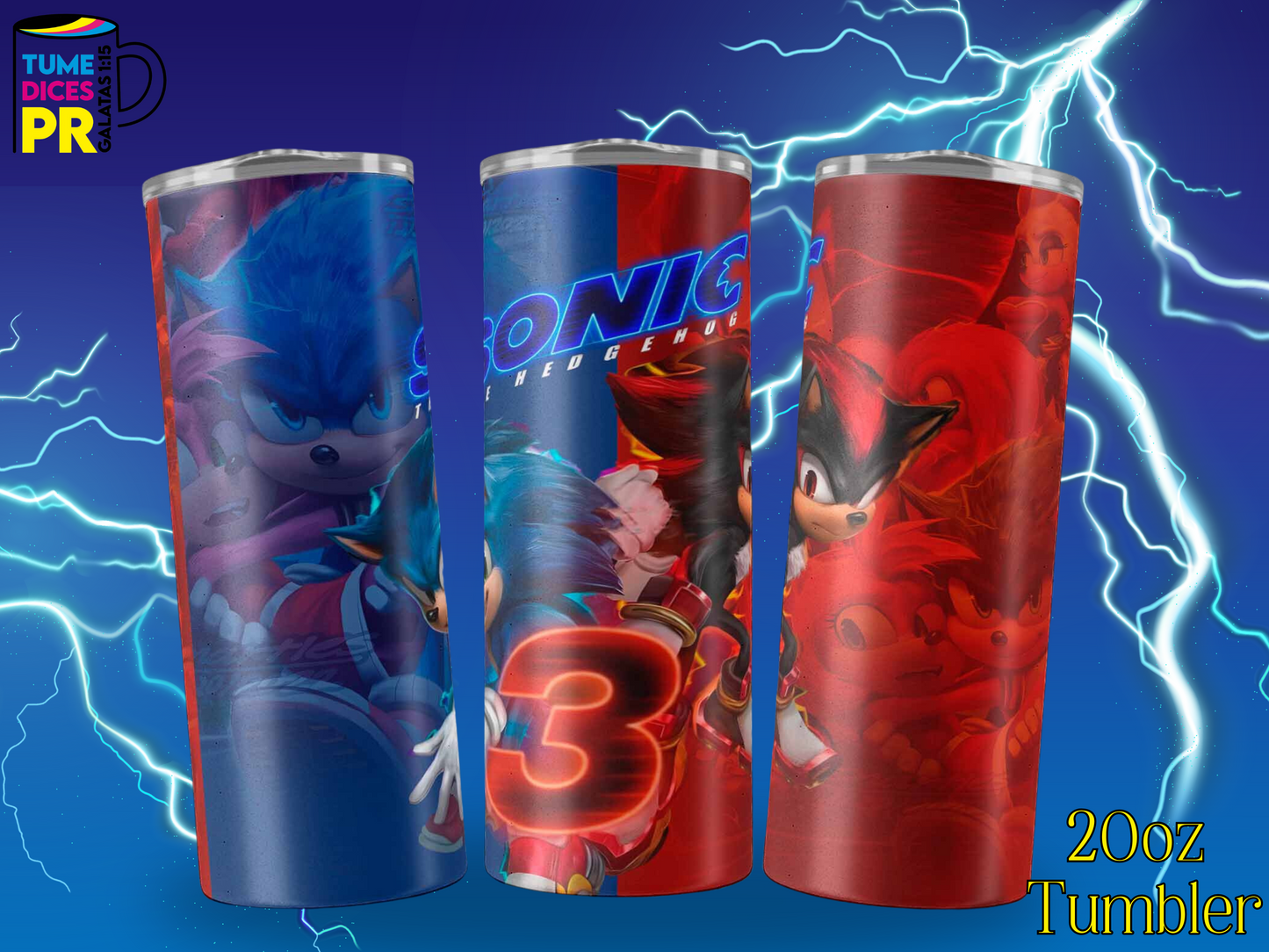 SONIC MOVIE 3 Skinny Tumbler