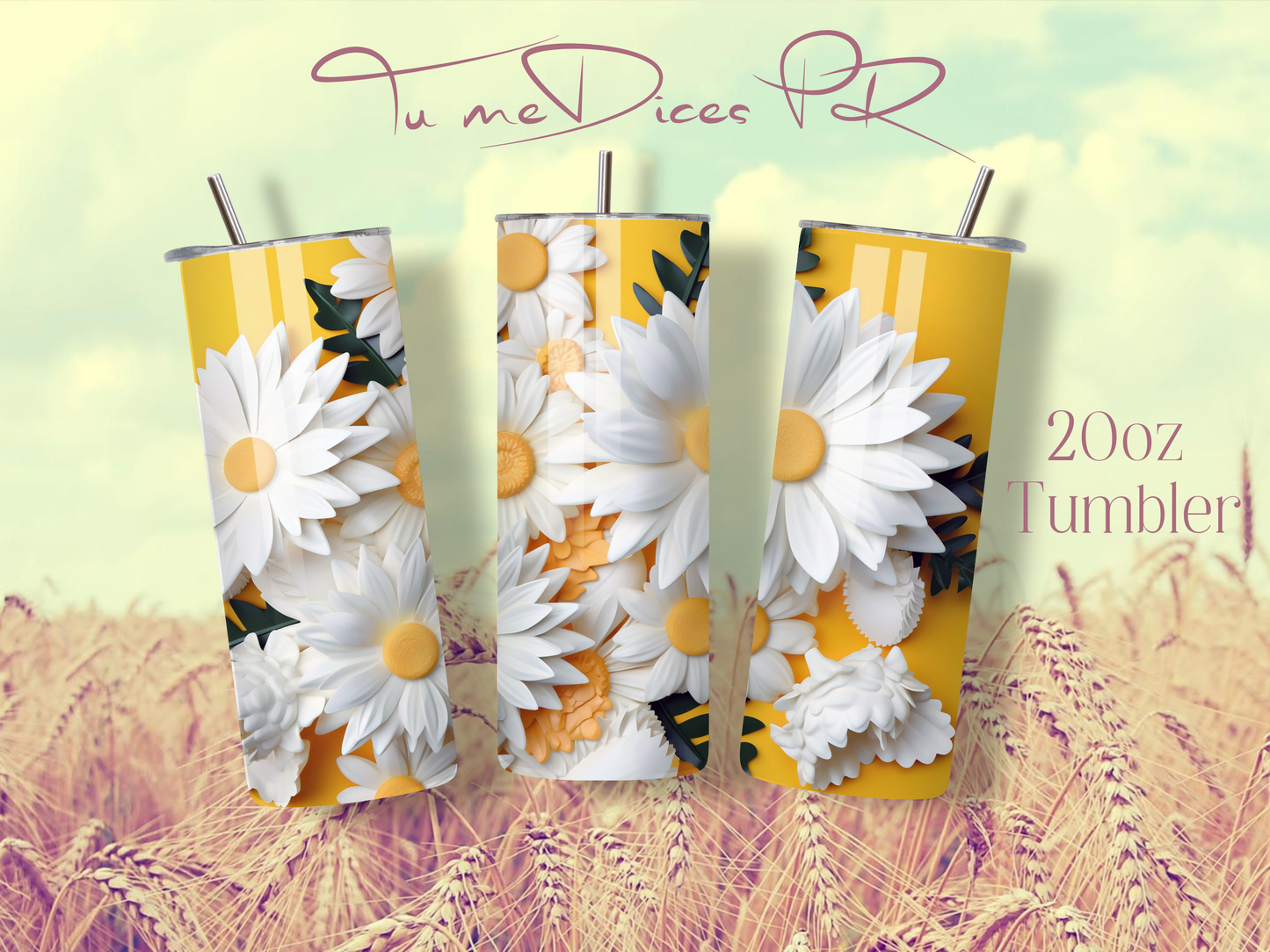 3D FLOWERS Skinny Tumbler