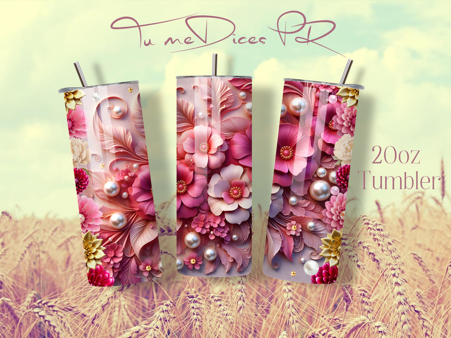 3D FLOWERS Skinny Tumbler