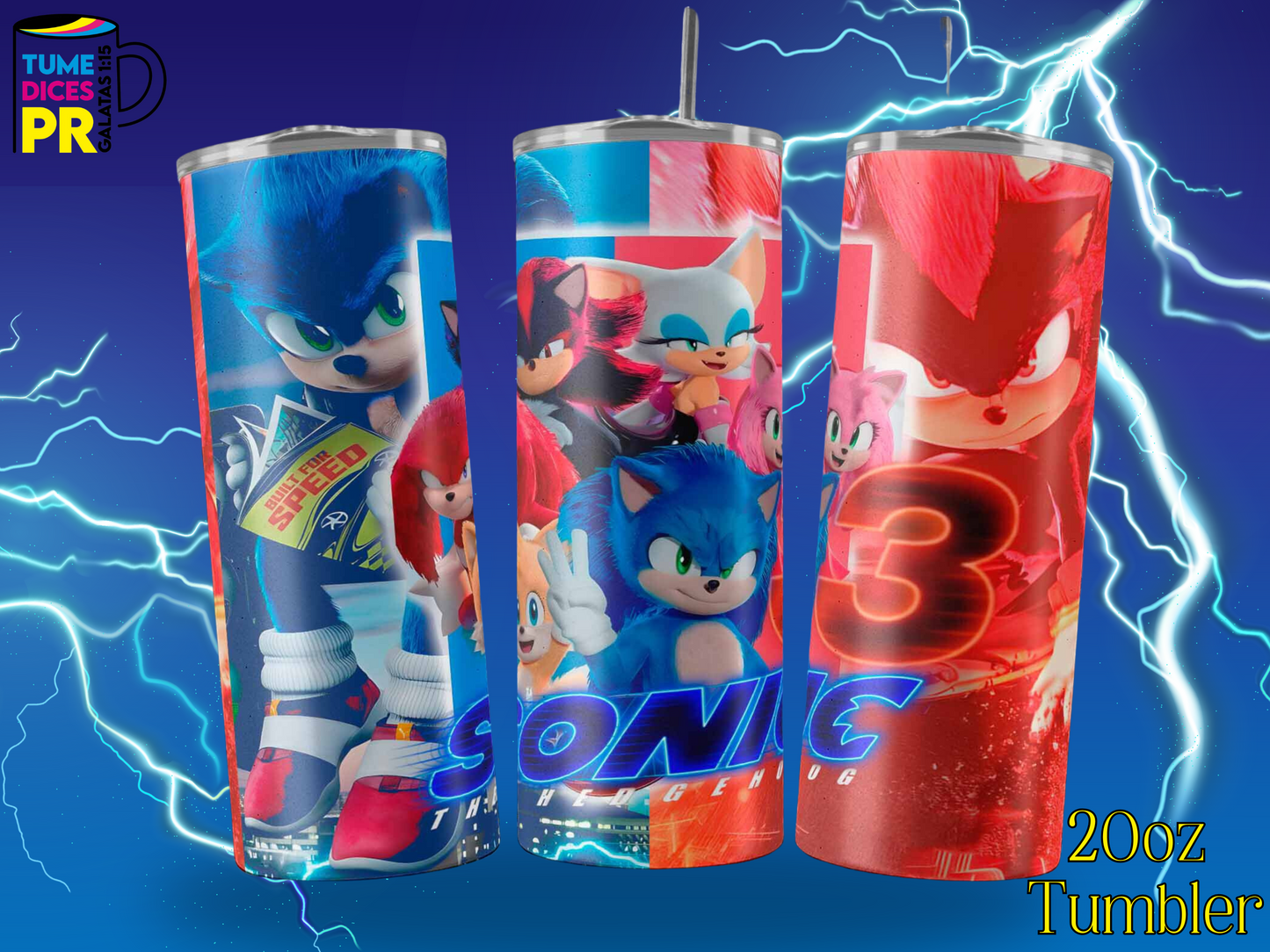 SONIC MOVIE 3 Skinny Tumbler