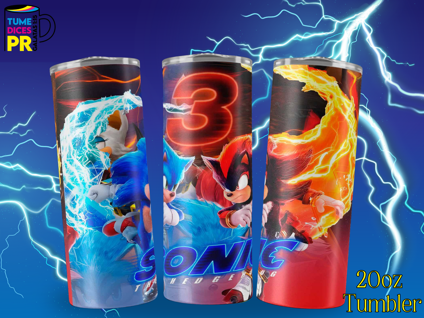 SONIC MOVIE 3 Skinny Tumbler