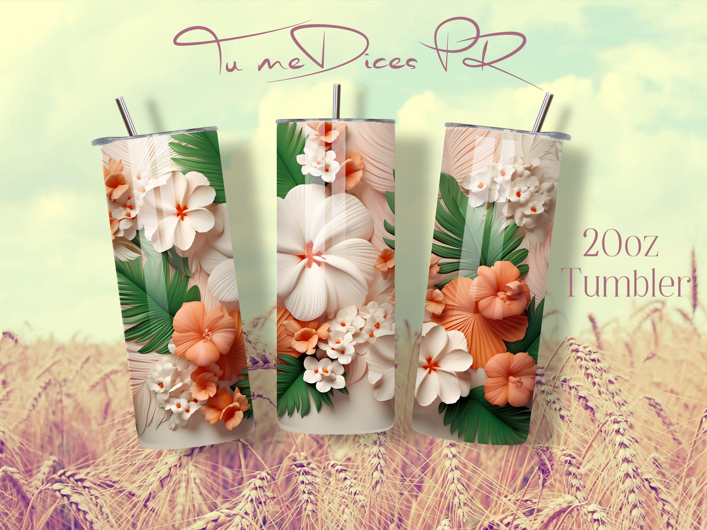 3D FLOWERS Skinny Tumbler