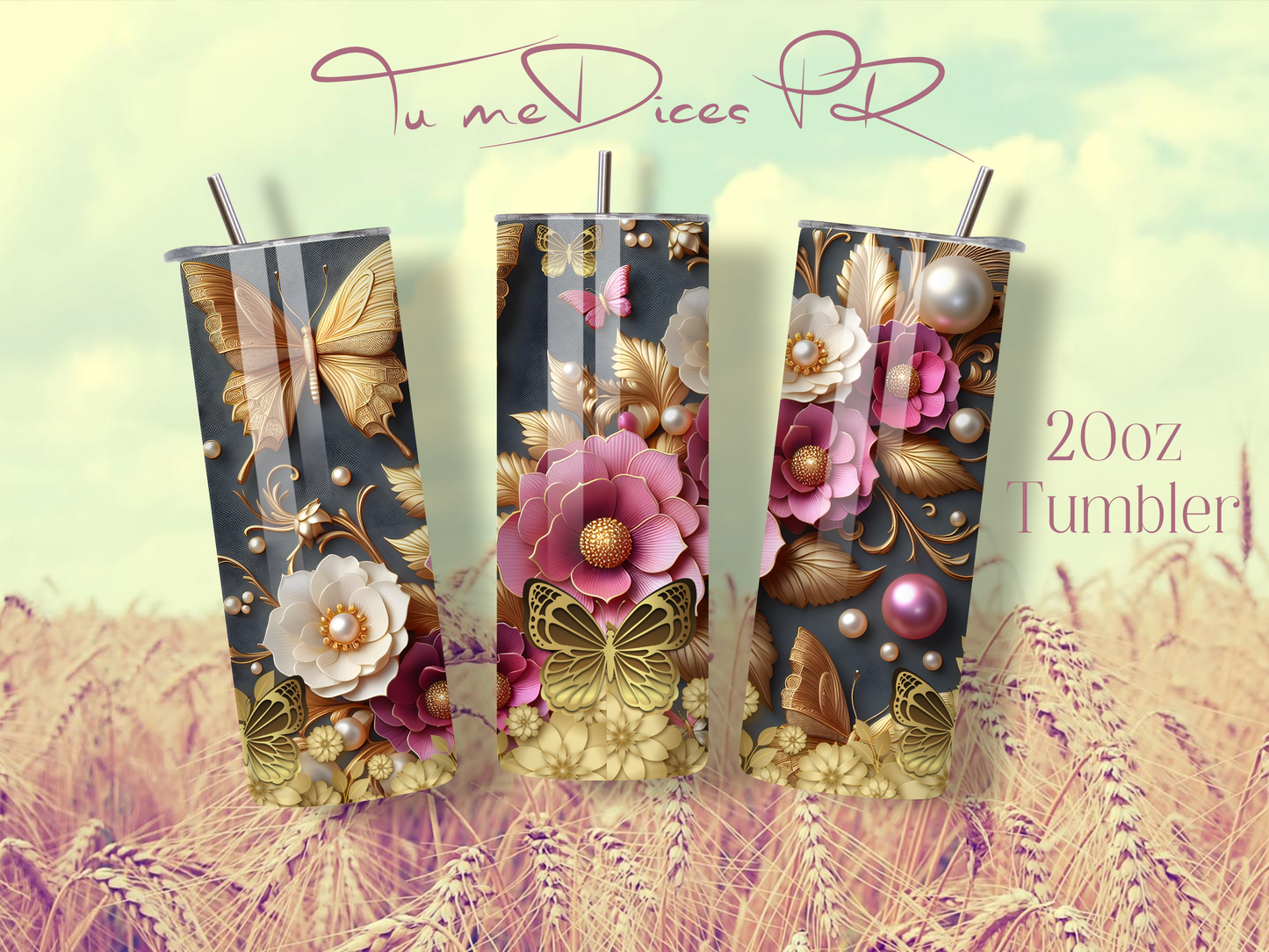 3D FLOWERS Skinny Tumbler