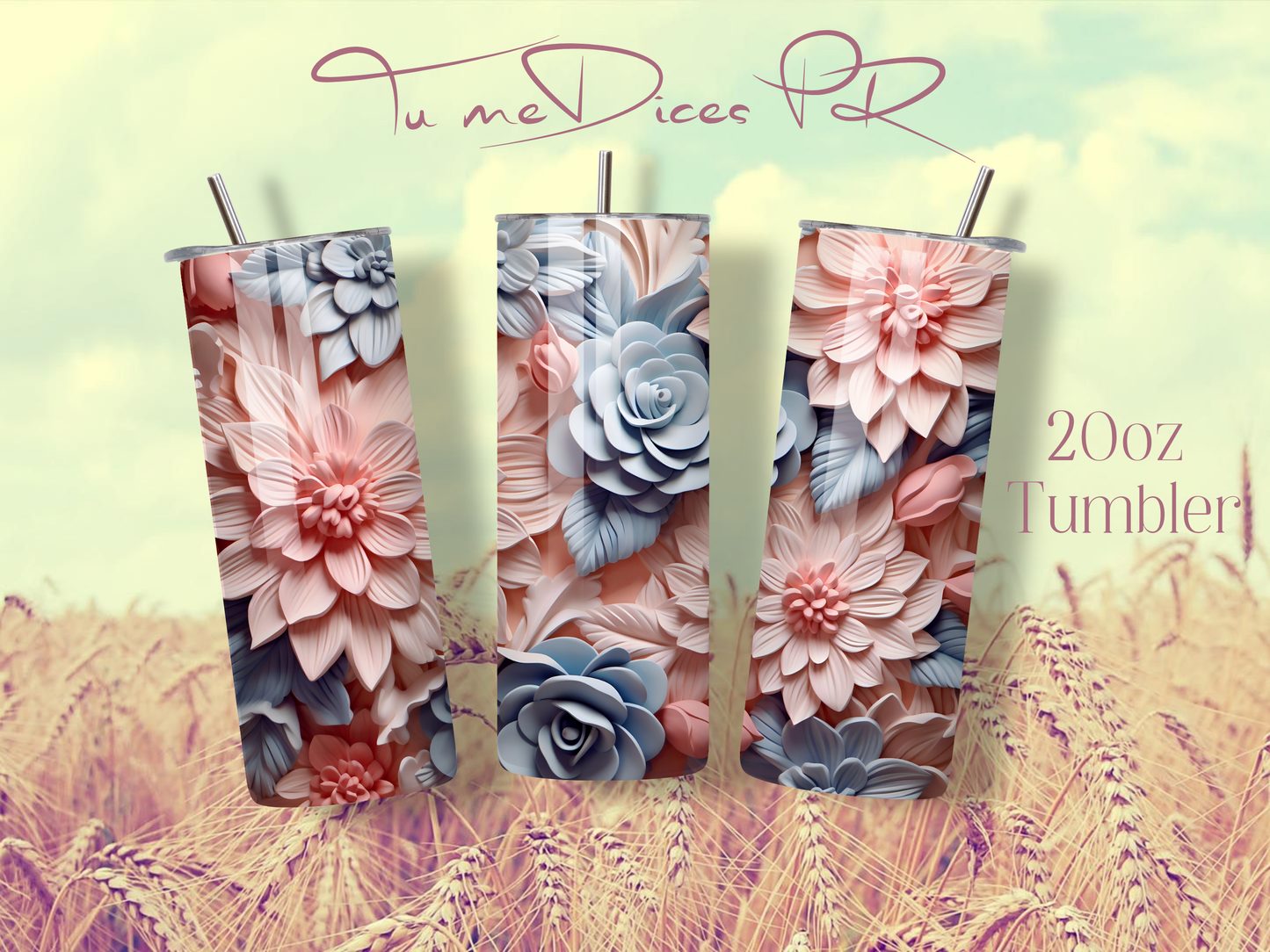 3D FLOWERS Skinny Tumbler