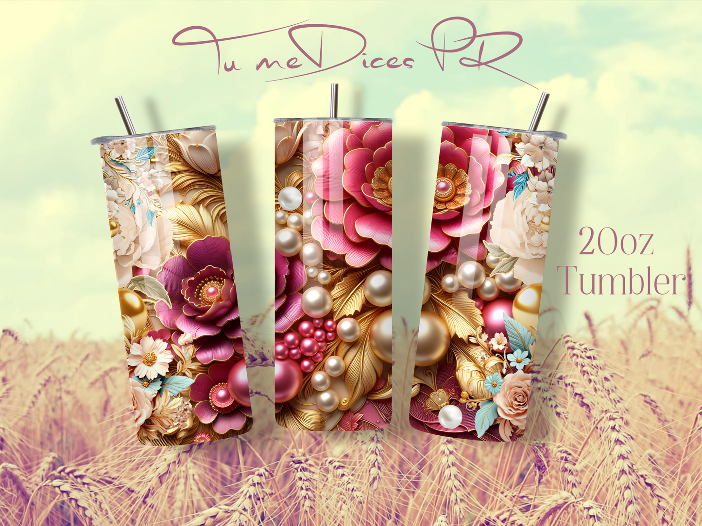 3D FLOWERS Skinny Tumbler