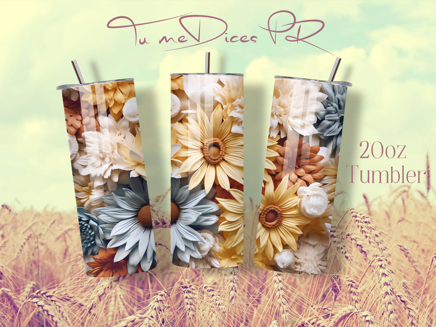 3D FLOWERS Skinny Tumbler