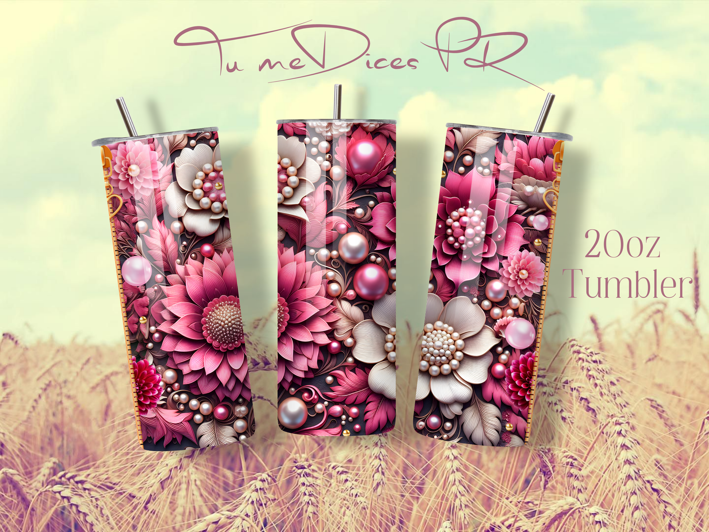 3D FLOWERS Skinny Tumbler