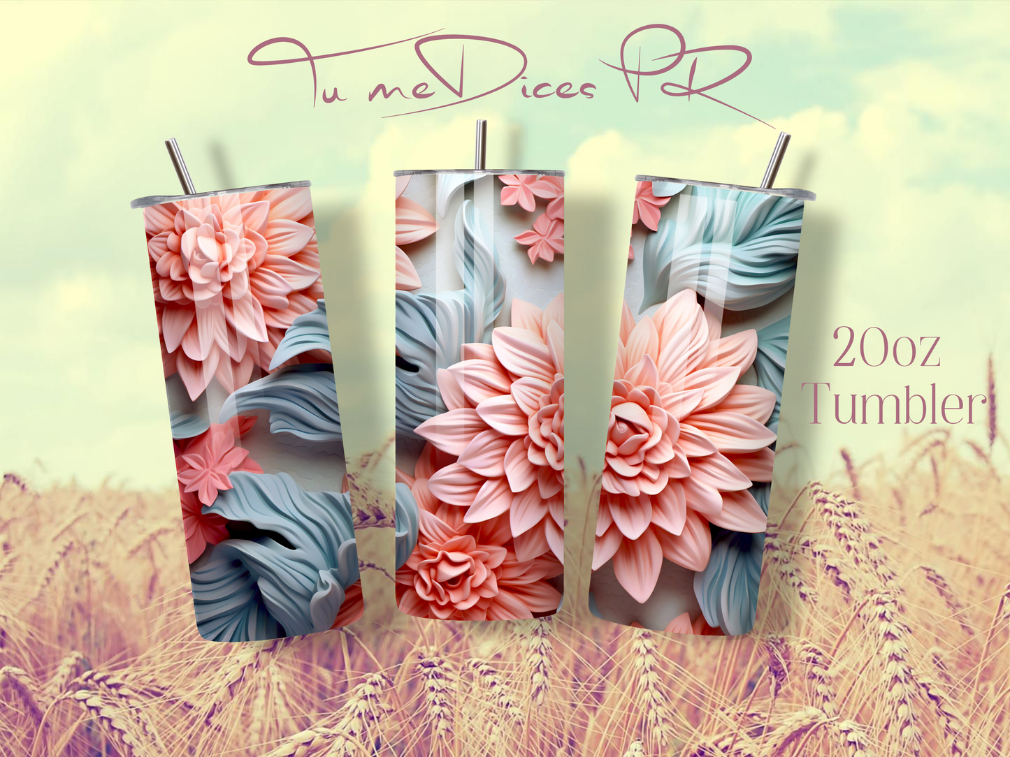 3D FLOWERS Skinny Tumbler