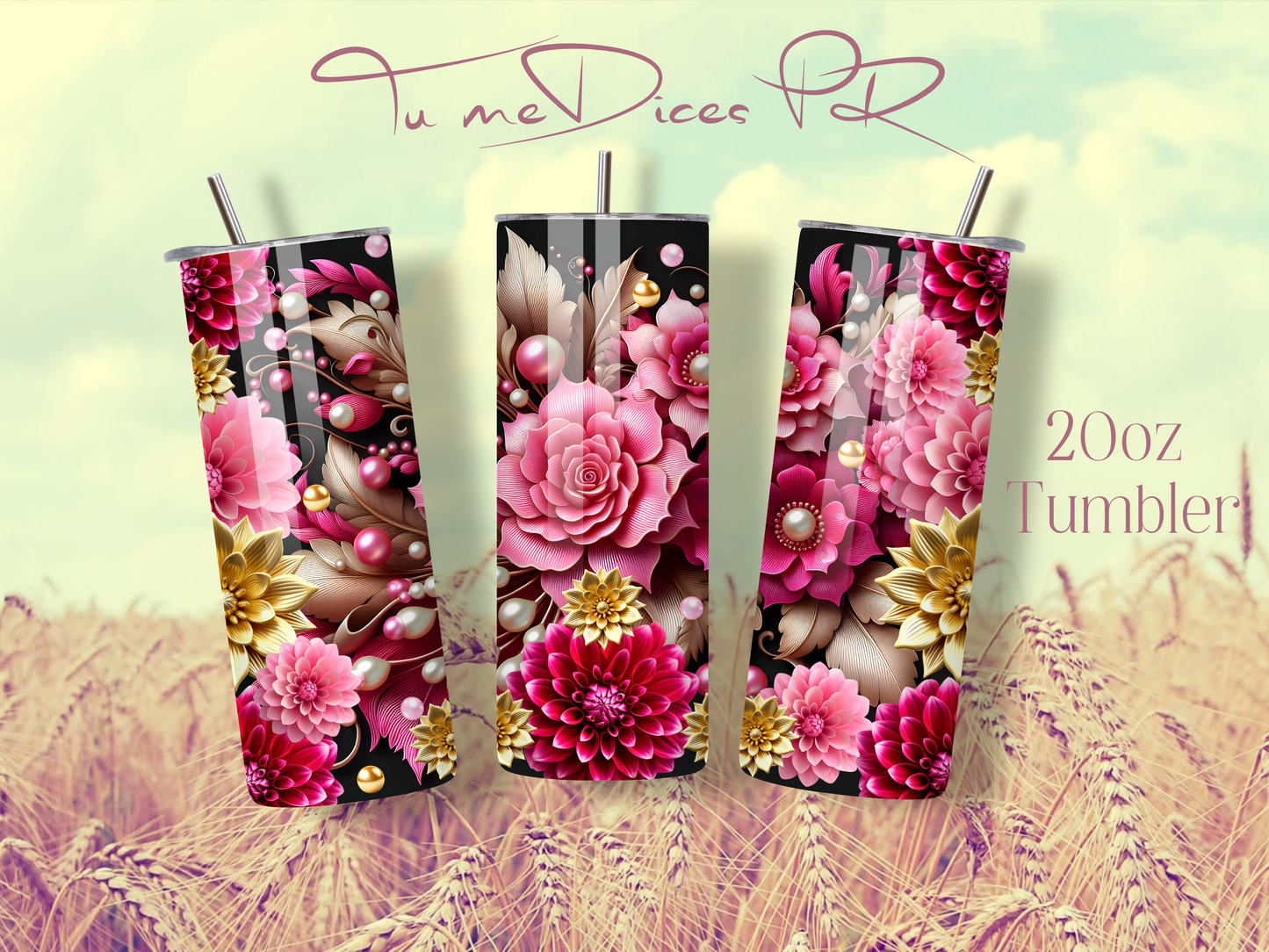 3D FLOWERS Skinny Tumbler