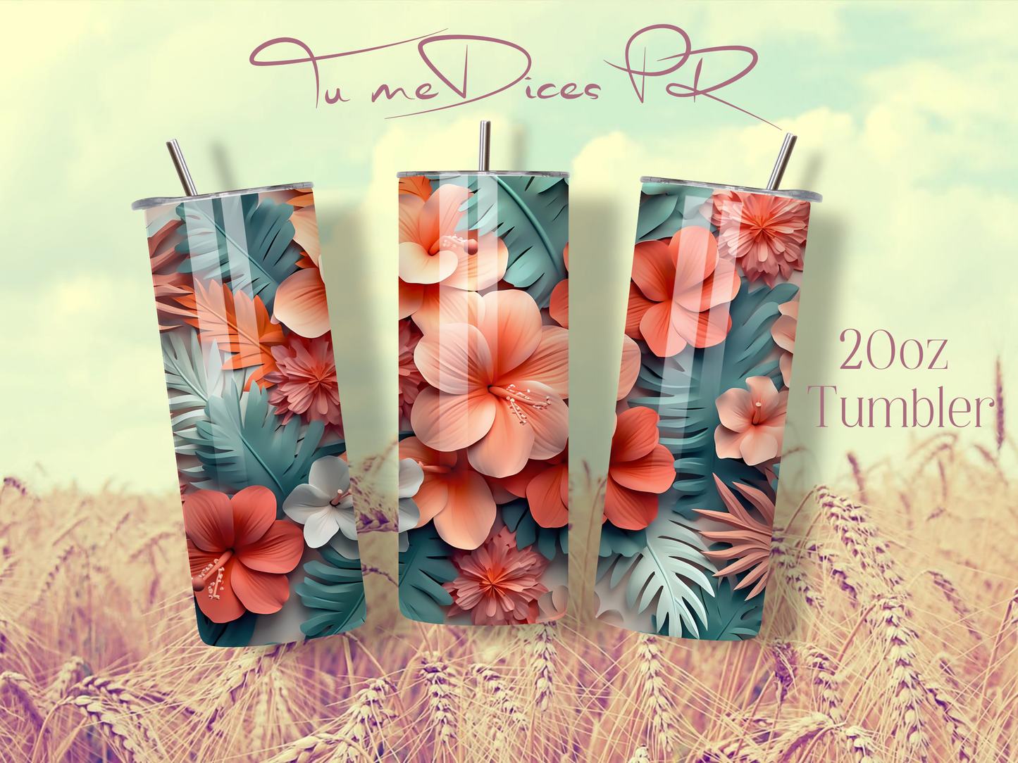 3D FLOWERS Skinny Tumbler