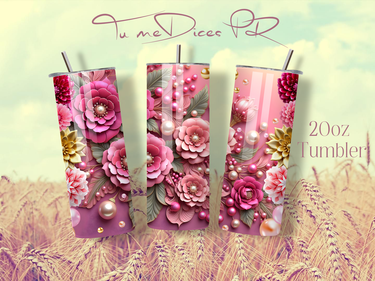 3D FLOWERS Skinny Tumbler