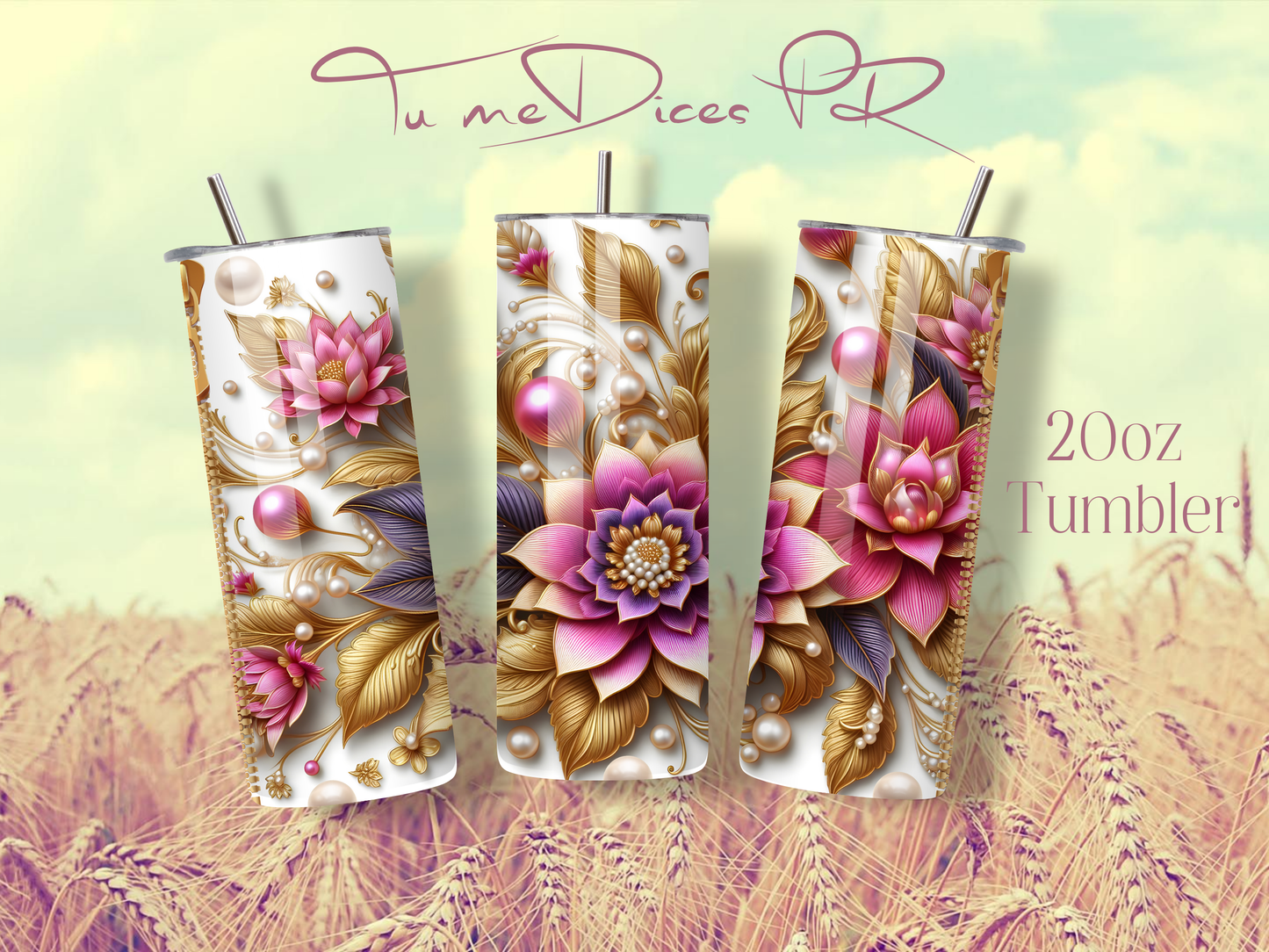 3D FLOWERS Skinny Tumbler