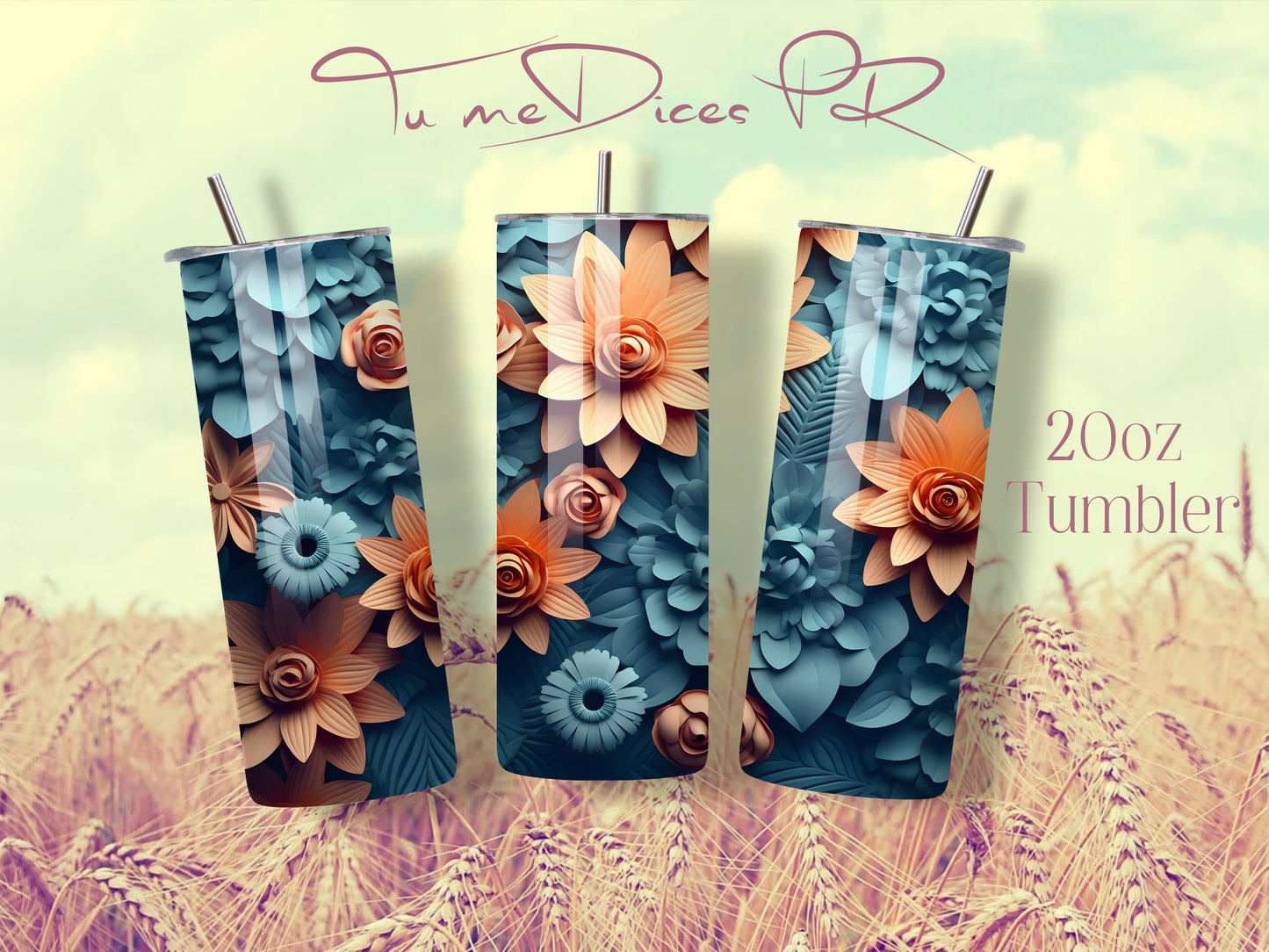 3D FLOWERS Skinny Tumbler